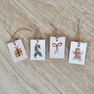 4-PAK AKVAREL GAVEMÆRKER MED JULEMOTIVER